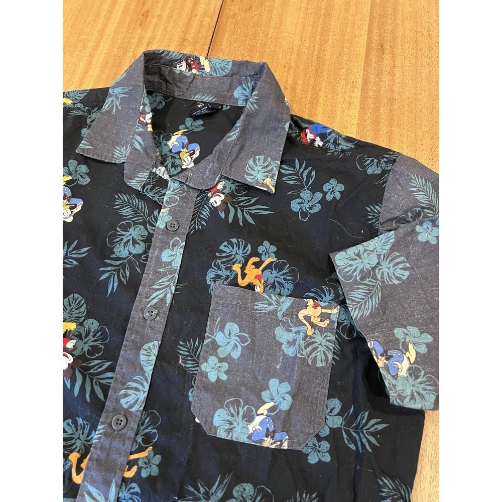 Disney Mickey‎ Minnie Goofy Donald Men's Aloha Hawaiian Shirt Size XS Camp